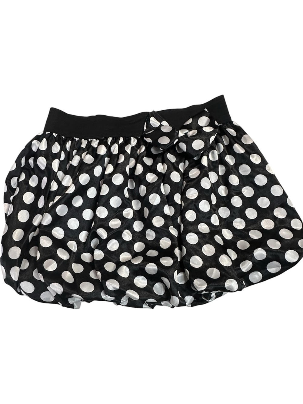 Fashion Love Bubble Mini Skirt Polka Dot Bow Black White Juniors Large
